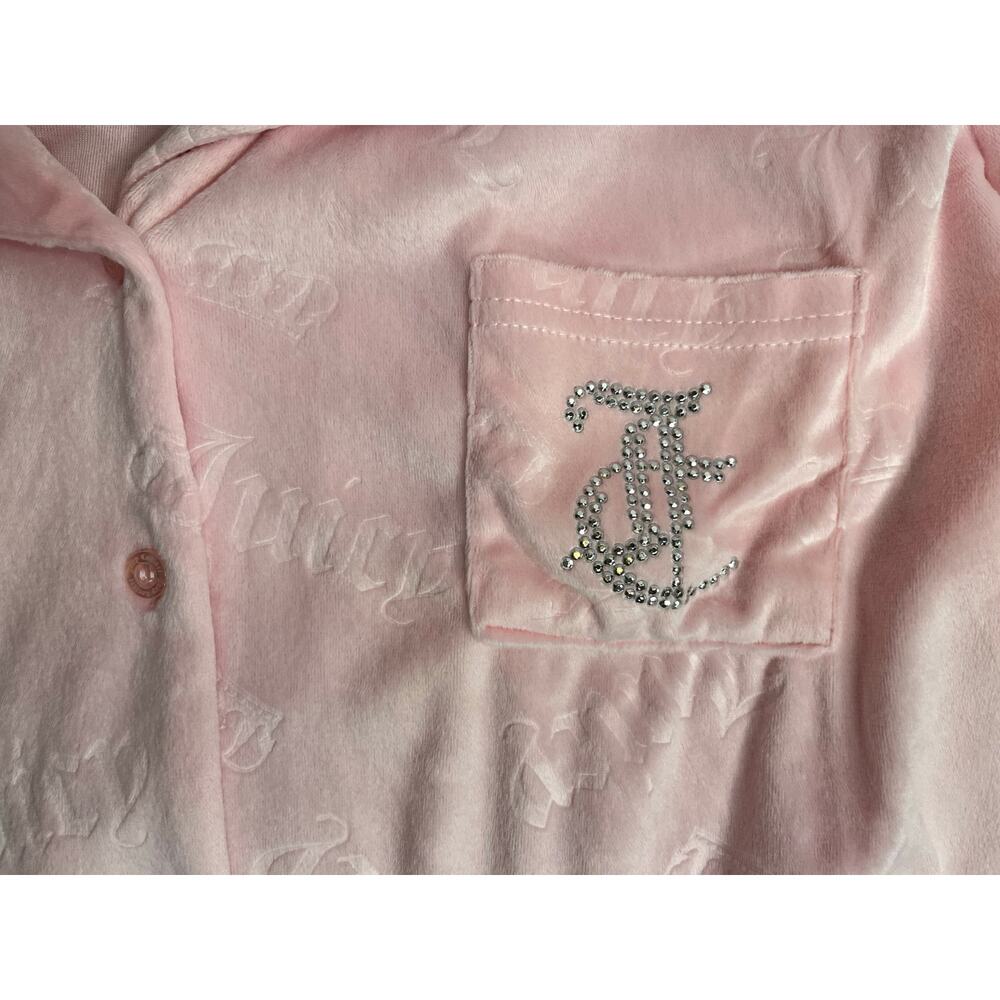 Juicy Couture‎ Pink Embossed Velour Rhinestone Sleep Shirt Pajama Top XL NWOT - Picture 2 of 6